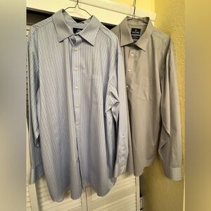 2 Men’s Stafford, wrinkle, free dress shirts, size 17.5 Neck